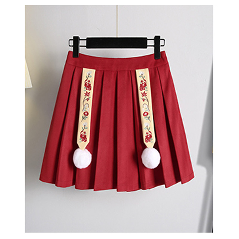 HANFU 정장 여성 겨울 의류 복고풍 개선 치파오 한 요소 동물 년 빨간색 상단 모직 두꺼운 중국 스타일