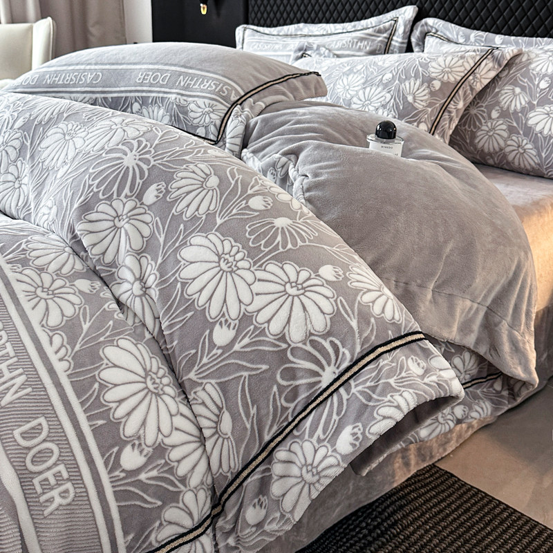 2025新款高级感雕花牛奶绒床上四件套冬季加厚保暖宝宝绒被套床单,床上用品,床品套件/四件套/多件套,淘宝优惠券,粉丝福利购,淘宝优惠卷