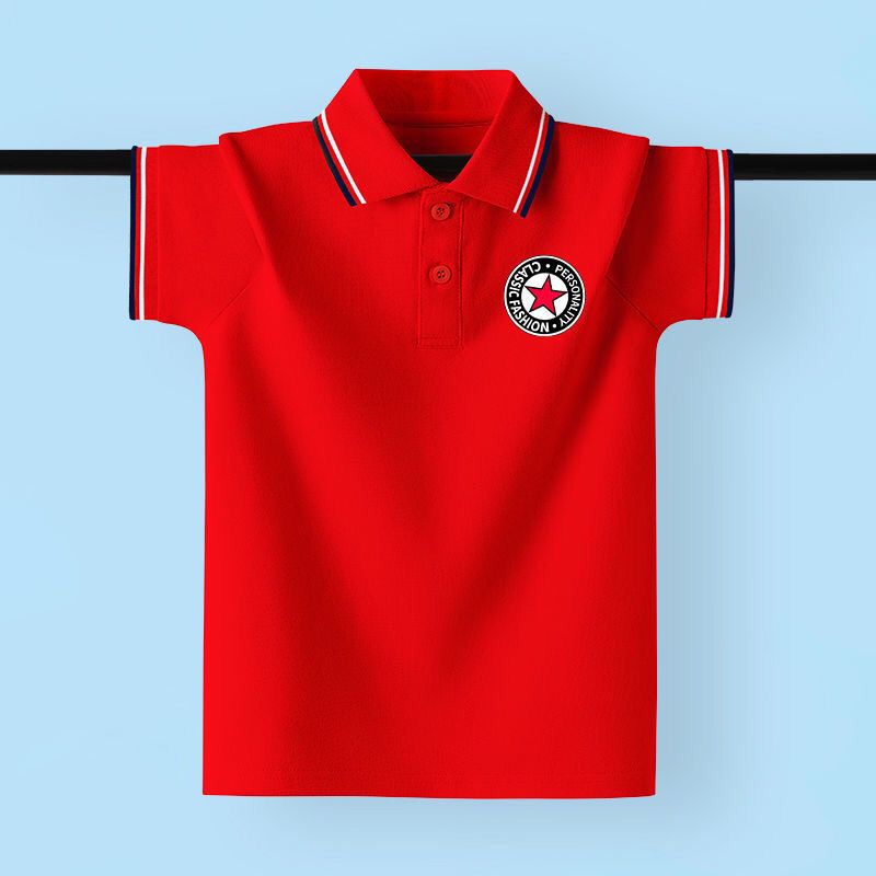 男童短袖T恤夏季翻领polo衫中大童学生2025新款男女夏装儿童衣服