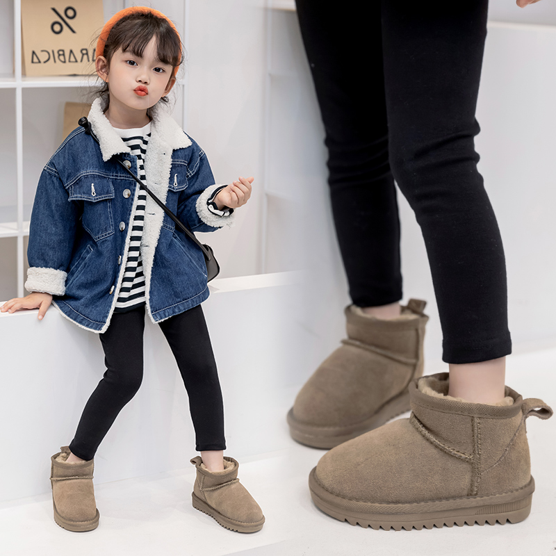 真皮儿童雪地靴防水防滑女童冬季保暖加绒加厚冬棉鞋男童牛皮棉靴