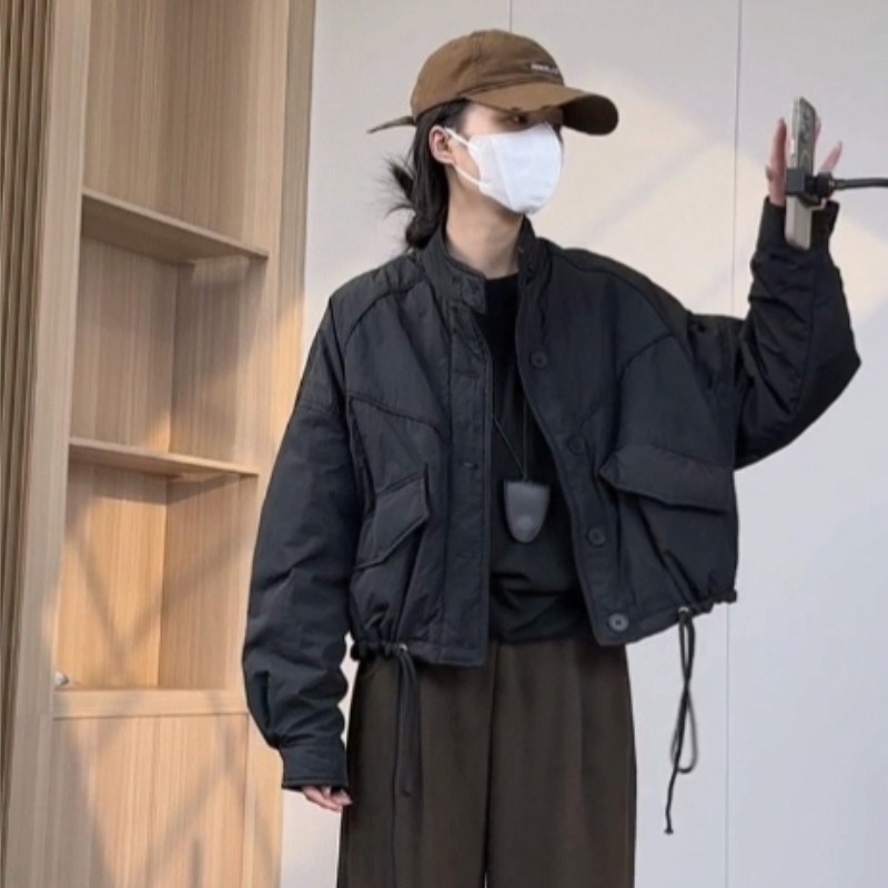 香港高级感夹棉立领外套女2025秋冬款小个子宽松休闲保暖夹克棉衣