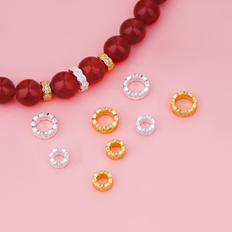 S925纯银   微镶满锆垫片隔片隔珠 手工DIY串珠材料水晶手链配件