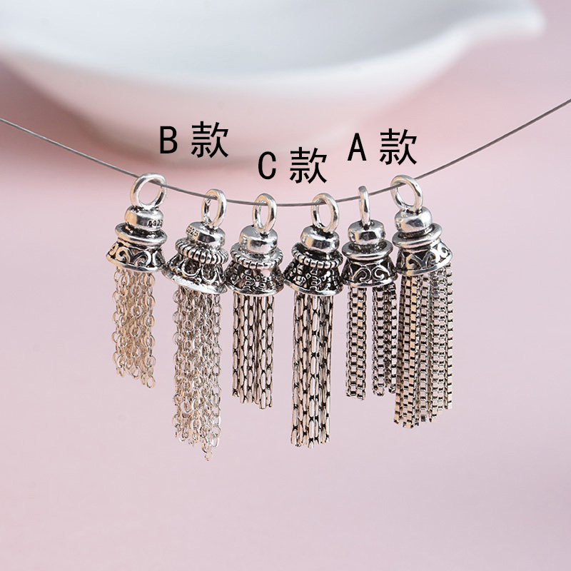 diys925配件带环穗子流苏泰银