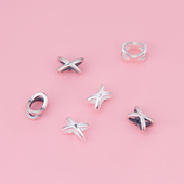 S925纯银复古手工DIY配饰迷你X形隔珠隔件 串珠手链项链材料配饰