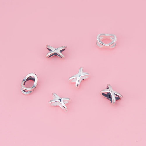 S925纯银复古手工DIY配饰迷你X形隔珠隔件  串珠手链项链材料配饰