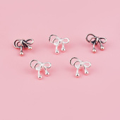 S925纯银泰银银色蝴蝶结镂空串珠项链diy手作材料珍珠水晶配件