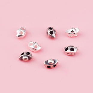 S925纯银迷你元 宝双孔隔珠编绳串珠手链脚链DIY银配件配饰材料