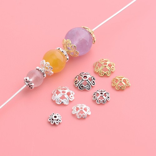 diy纯银佛珠配饰花托