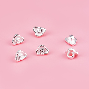 S925纯银如意祥云纽扣金刚结手绳尾扣DIY编绳串珠收尾扣手串配件