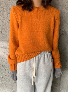 one seven韩系简约套头毛衣女2025秋冬宽松显瘦百搭针织衫上衣潮