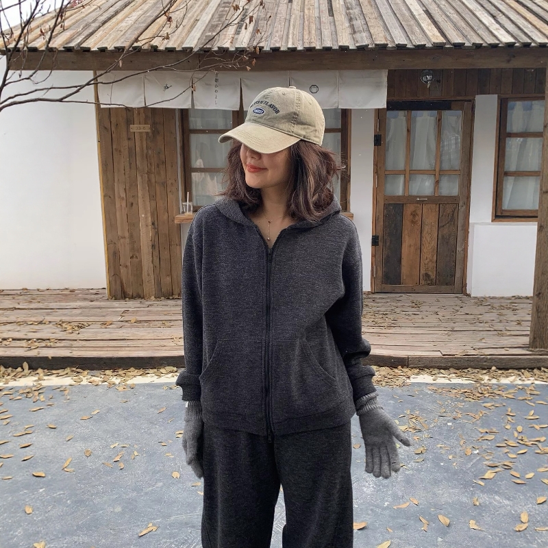 连帽拉链加绒卫衣开衫女外套