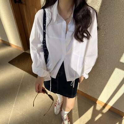 one seven设计感下摆抽绳小众衬衣衬衫女2026春宽松显瘦百搭上衣