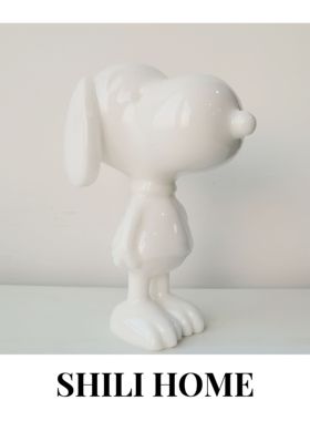 现代轻奢白色大理石史努比摆件样板房客厅卧室家居装饰品乔迁礼物