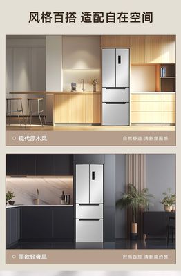 奥马326升一级节能风冷无霜双变频三开门四开门家用电冰箱