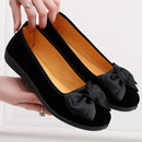 女单鞋 老北京布鞋 蝴蝶结软底妈妈鞋 时尚 春季 防滑黑色工作鞋 新款