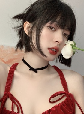 黑色无扣绑带欧美脖链