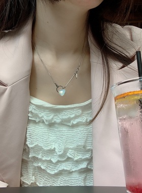 彩色爱心项链2021新款闺蜜毛衣链