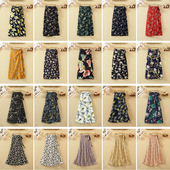 一片式 裙子系带碎花裹裙波西米亚沙滩裙长裙 雪纺半身裙女夏中长款