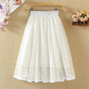 高腰大摆显瘦百搭A字裙镂空蕾丝裙半身裙中长款 韩版 新款 2026夏季