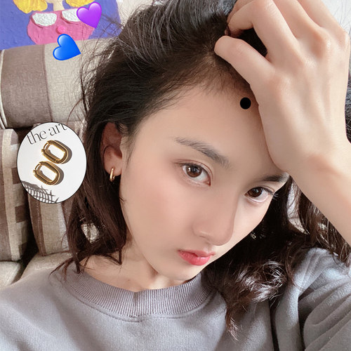 小众方形耳扣宋祖儿同款耳环现货
