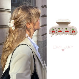 后脑勺中号抓夹带钻鲨鱼夹 新款 美国Emi Jay樱桃发抓女可爱时尚