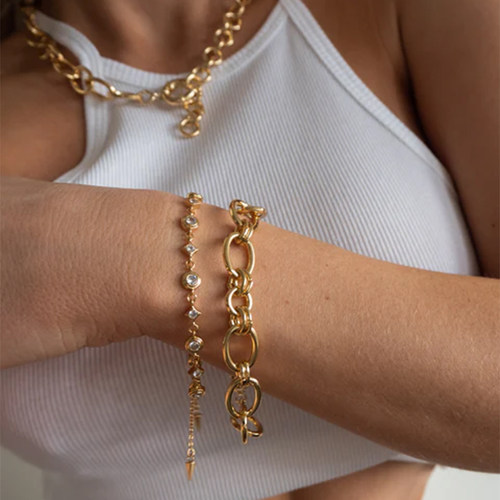 luvaj欧美夸张粗链条金属感手链