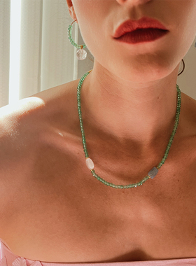 la maison et toi碧玺项链女2023新款爆款秋冬小众串珠宝石锁骨链