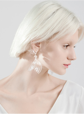 Vivalands美人鱼耳环透明双鱼大款独特蝴蝶耳饰夏浪姐3唐诗逸同款