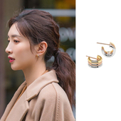 西班牙PD Paola耳钉三环耳环女高级感简约小巧气质耳饰个性 设计感