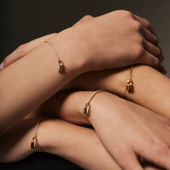 Paola锁头手链女拼接镶钻满天星半宝石手饰小众七夕礼物送女友