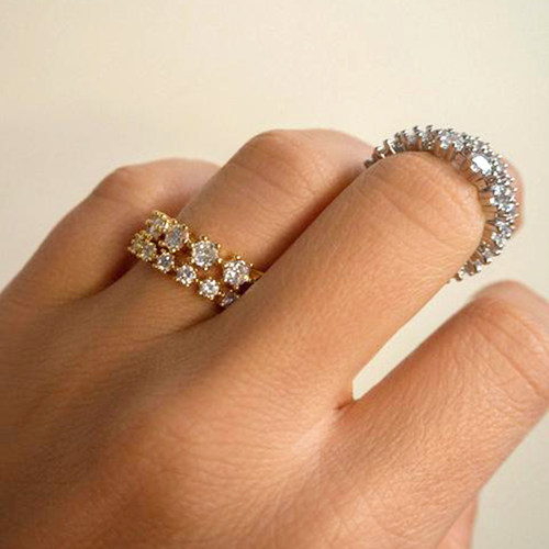 luvaj戒指女欧美食指叠戴素圈