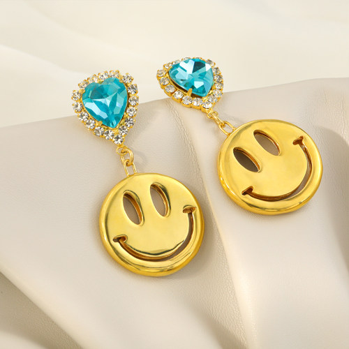 MayolJewelry笑脸耳环爱心水晶