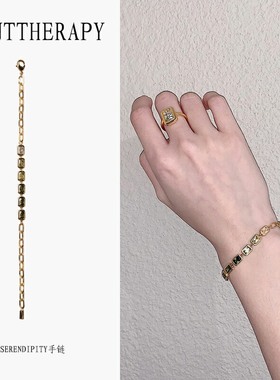 MINT THERAPY渐变绿宝石复古手链女简约小众高级感2023新款手饰
