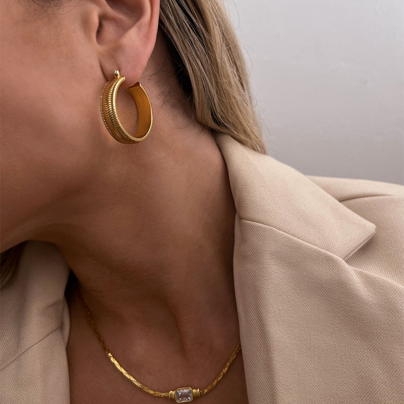 luvaj圆圈耳环镶钻欧美轻奢耳扣