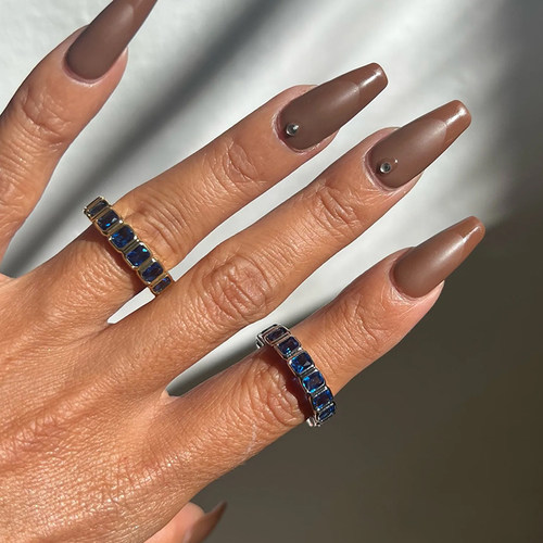 luvaj蓝宝石戒指女欧美方形水晶