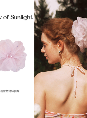A Ray of Sunlight欧根纱烫钻发圈法式度假风甜美仙气大肠圈