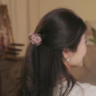 玫瑰之恋发夹女2025新款 甜美风花朵抓夹优雅气质鲨鱼夹头饰
