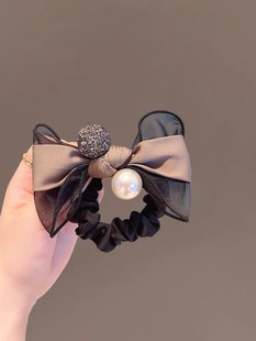 发圈皮筋头饰顶夹马尾扎发头绳发饰珍珠布艺成人蝴蝶结百搭优雅