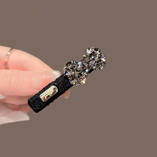 黑色蝴蝶结头饰发夹边夹碎发刘海夹一字夹发饰女顶夹发卡