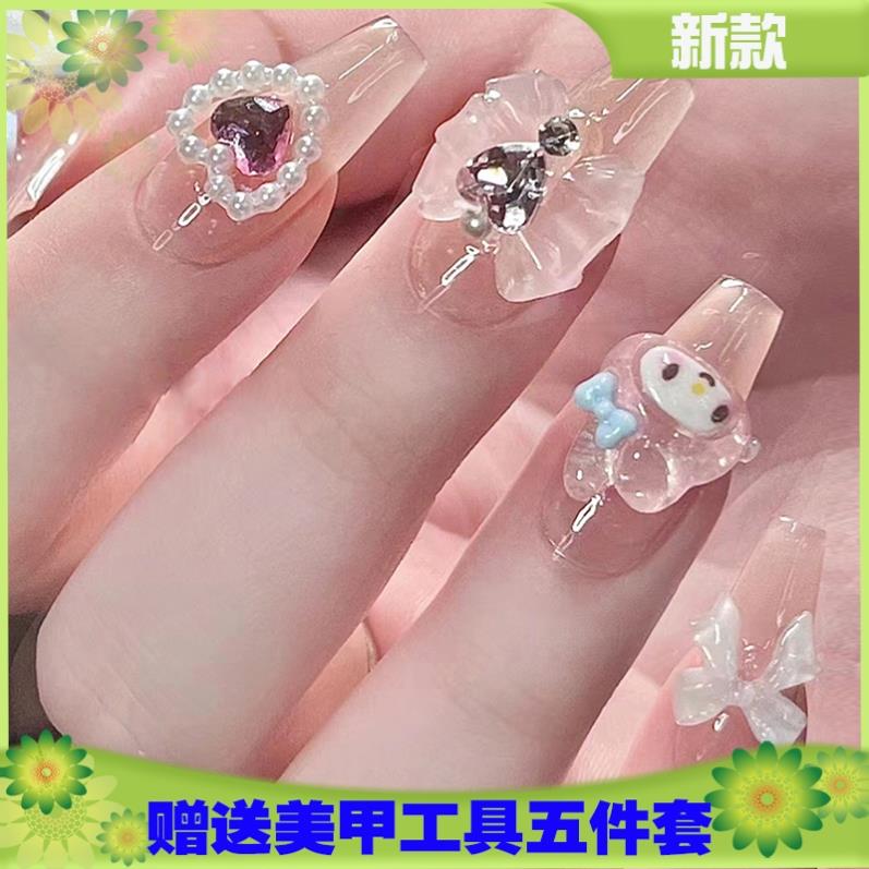 穿戴甲果冻胶中长款美甲贴黄黑皮显白穿戴甲指甲贴热销榜