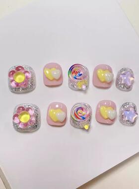 儿童穿戴甲专用可爱卡通幼儿园手工穿戴甲3-12岁女童小朋友美甲片