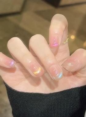 穿戴甲纯手工穿戴甲学生党短款猫眼美甲韩系lns巨显自热销榜