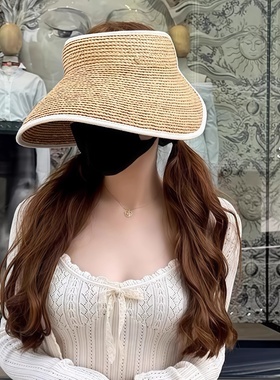 野草莓/不经意的温柔 麻豆Plmmbase日本大帽檐草帽可折叠遮阳帽