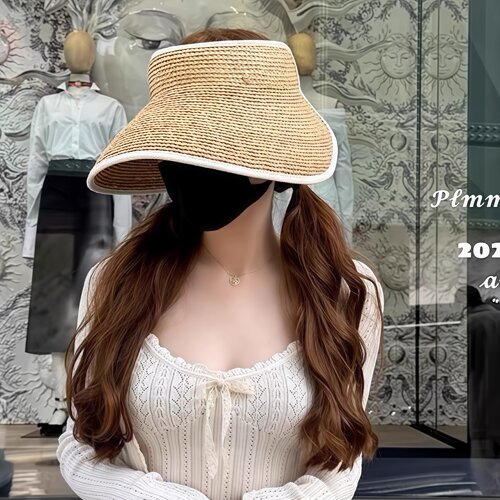 野草莓/不经意的温柔 麻豆Plmmbase日本大帽檐草帽可折叠遮阳帽