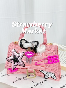 Remake少女趣味惊喜娃娃潮酷冰川白灰色芭比粉铂金包手提包女包