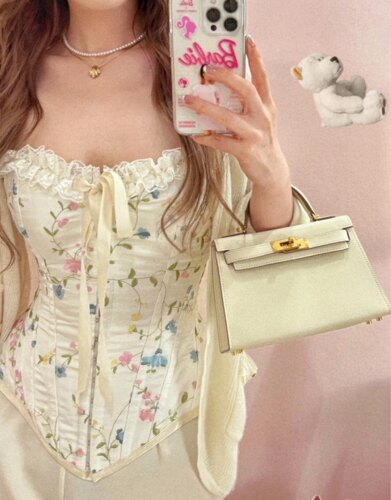 野草莓市场Plmmbase嗲迷你二代掌纹鳄鱼纹女手提斜挎包奶油高级感