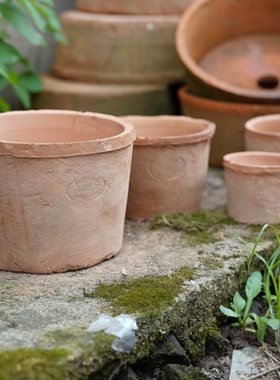 手工红陶粗陶花盆蝴蝶兰侘寂风多肉瓦盆陶瓷透气吸水土陶盆具套装