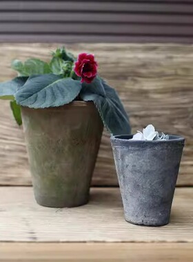 小高筒手工迷你青苔多肉泥瓦盆粗陶红花盆景兰花创意植物阳台花盆