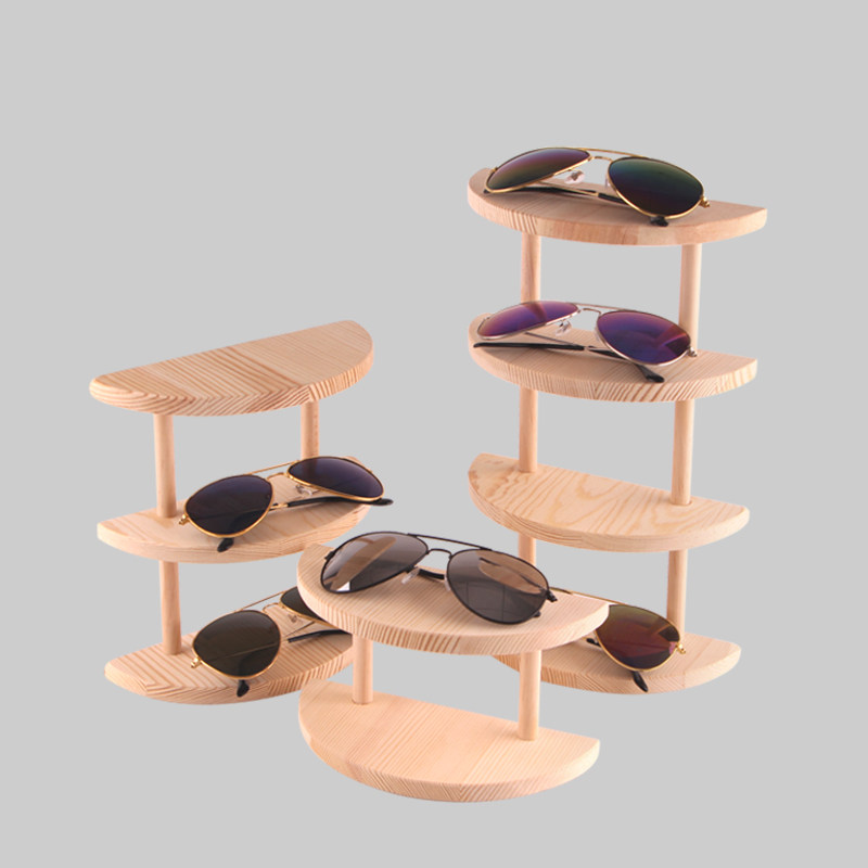 新西兰原木眼镜陈列展示架 太阳眼镜道具多层实木质橱窗摆件 包邮