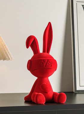 情绪稳定坐姿兔子摆件客厅轻奢高档电视柜酒柜装饰品乔迁新居礼物